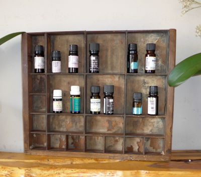 Aromatherapy Storage from repurposed vintage letterpress tray