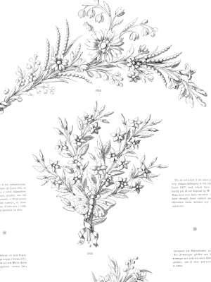 Close-up of the floral jewellery illustration, showing detailed gold stems, tiny blossoms and delicate leaves.