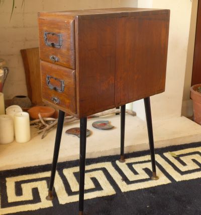 Quirky Repurposed Vintage Index Card Cabinet on Dansette Legs